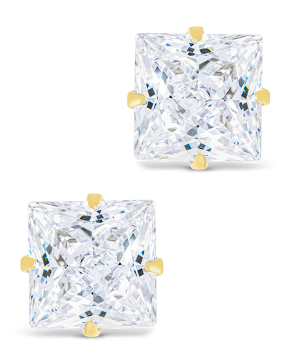 Sterling Silver Princess Cut Prong Set Stud Earrings
