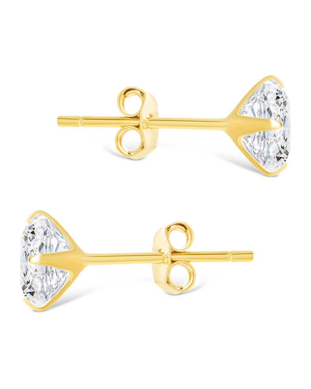 Sterling Silver Princess Cut Prong Set Stud Earrings