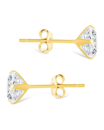 Sterling Silver Princess Cut Prong Set Stud Earrings