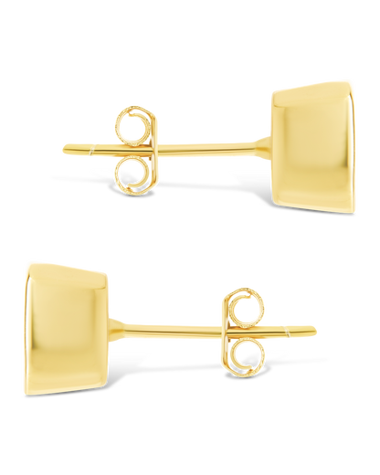 Sterling Silver Radiant Cut Bezel Set Stud Earrings