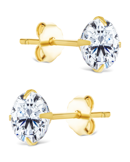 Sterling Silver Round Cut Prong Set Stud Earrings