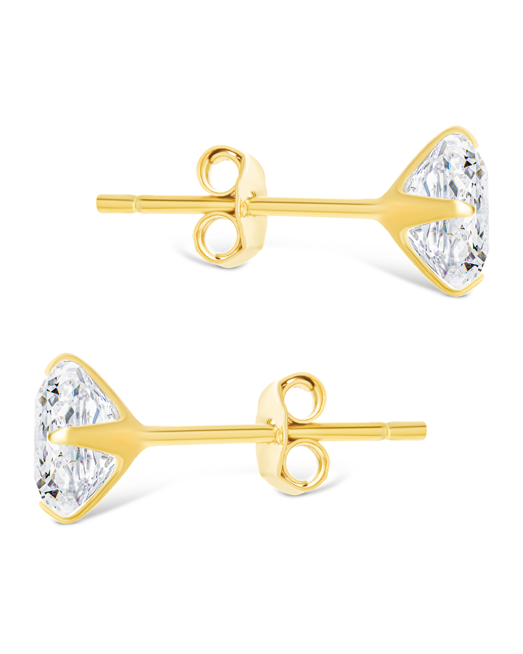 Sterling Silver Round Cut Prong Set Stud Earrings