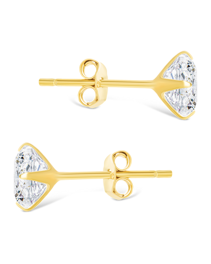 Sterling Silver Round Cut Prong Set Stud Earrings