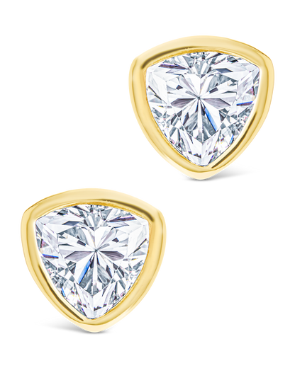 Sterling Silver Trillion Cut Bezel Set Stud Earrings