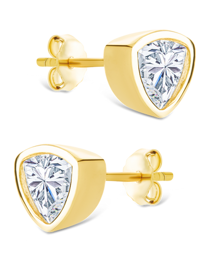 Sterling Silver Trillion Cut Bezel Set Stud Earrings