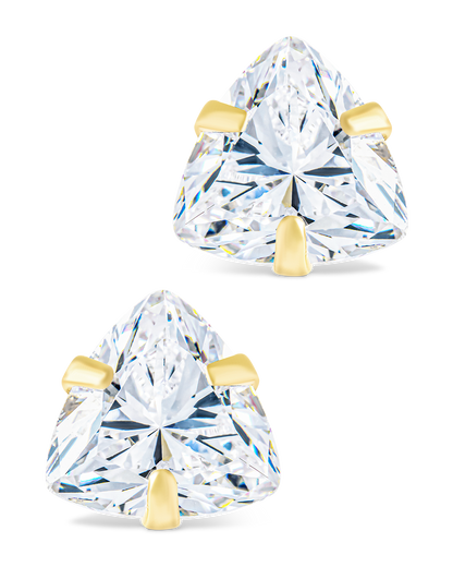 Sterling Silver Trillion Cut Prong Set Stud Earrings