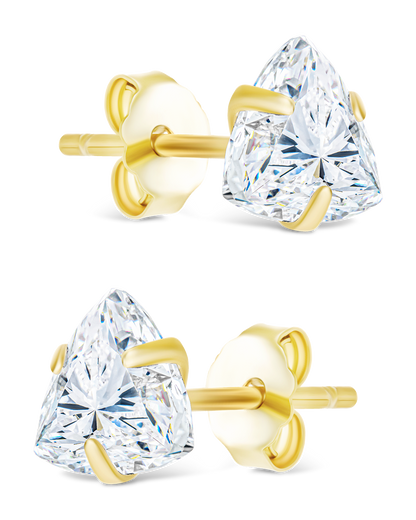 Sterling Silver Trillion Cut Prong Set Stud Earrings