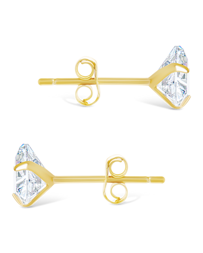 Sterling Silver Trillion Cut Prong Set Stud Earrings