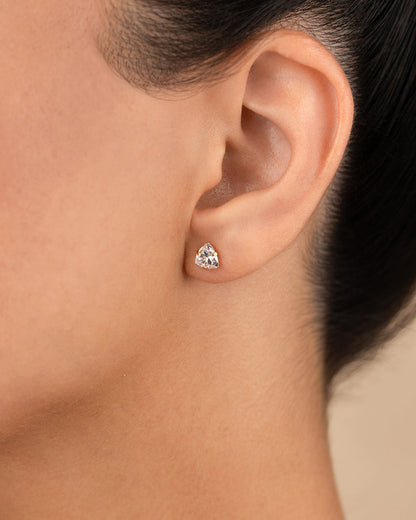 Sterling Silver Trillion Cut Prong Set Stud Earrings