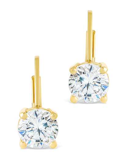 Sterling Silver Round Cut French Clip Earrings