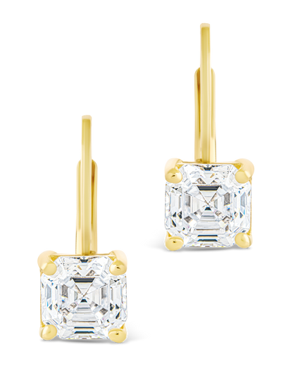 Sterling Silver Princess Cut French Clip Earrings
