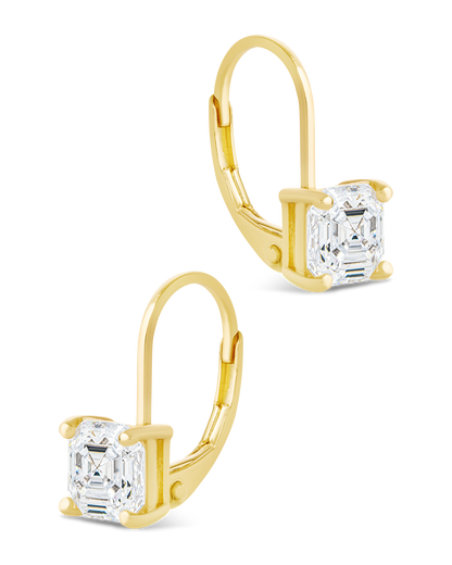 Sterling Silver Princess Cut French Clip Earrings