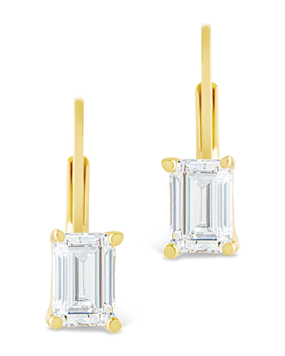 Sterling Silver Emerald Cut French Clip Earrings