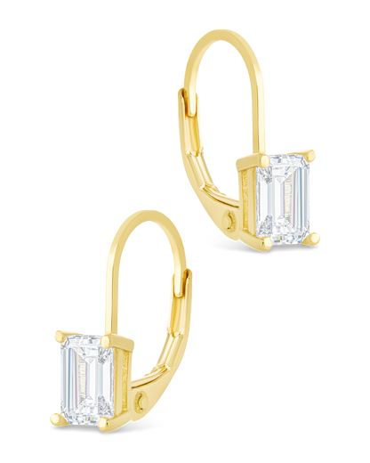 Sterling Silver Emerald Cut French Clip Earrings