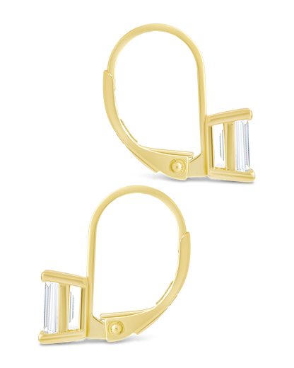 Sterling Silver Emerald Cut French Clip Earrings