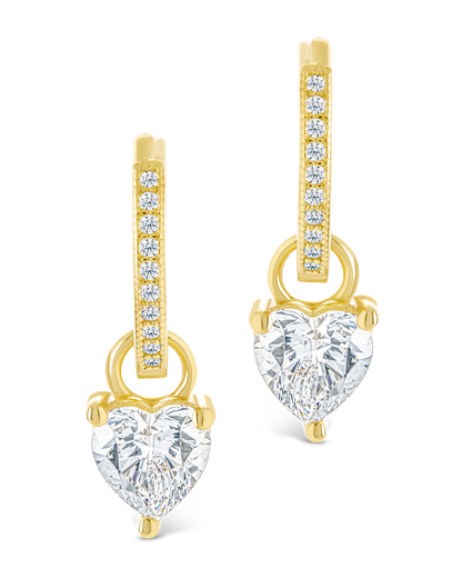 Sterling Silver Eugenia Heart Cut CZ Dangle Micro Hoops