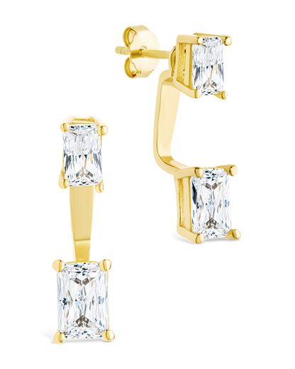 Sterling Silver Emerald Cut Duo Jackets Gold