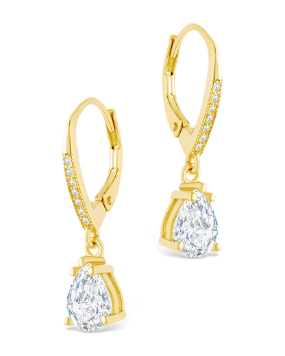 Sterling Silver Angelica Pear Cut CZ French Clip Earrings