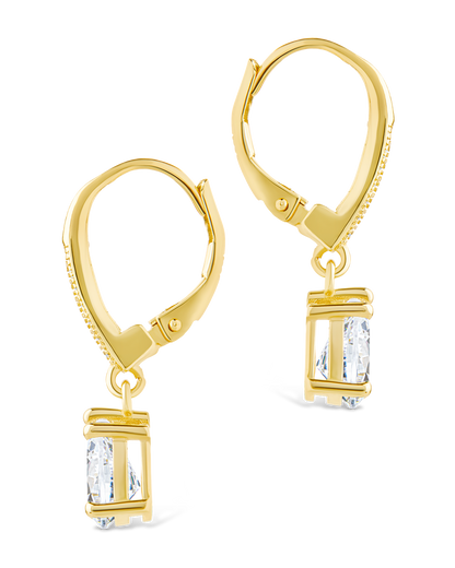 Sterling Silver Angelica Pear Cut CZ French Clip Earrings