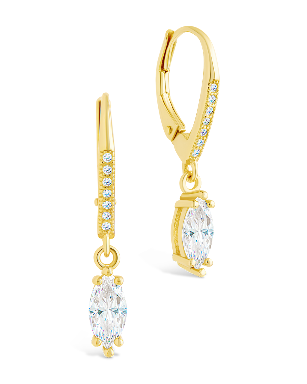 Sterling Silver Allegra Marquise Cut CZ French Clip Earrings Gold