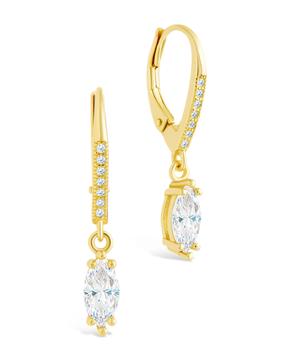 Sterling Silver Allegra Marquise Cut CZ French Clip Earrings Gold
