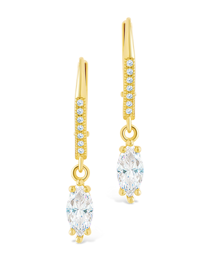 Sterling Silver Allegra Marquise Cut CZ French Clip Earrings
