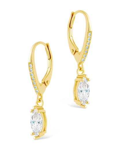 Sterling Silver Allegra Marquise Cut CZ French Clip Earrings