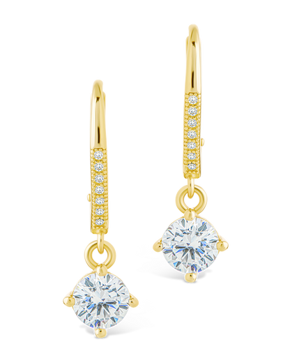 Sterling Silver Matilda Brilliant Cut CZ French Clip Earrings