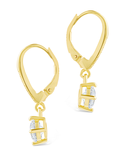 Sterling Silver Matilda Brilliant Cut CZ French Clip Earrings
