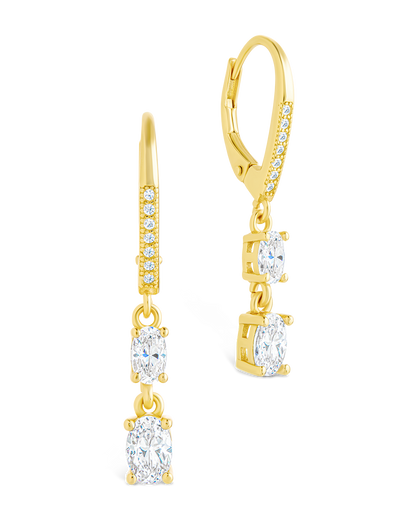 Sterling Silver Liesel Oval Cut CZ French Clip Earrings Gold