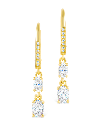 Sterling Silver Liesel Oval Cut CZ French Clip Earrings