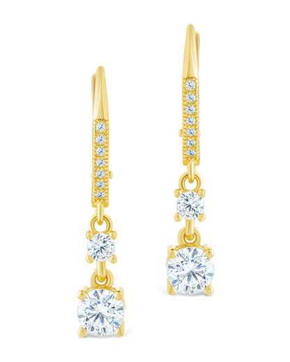 Sterling Silver Magdalena Brilliant Cut CZ French Clip Earrings