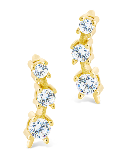 Sterling Silver Round Cut Mini Ear Crawlers