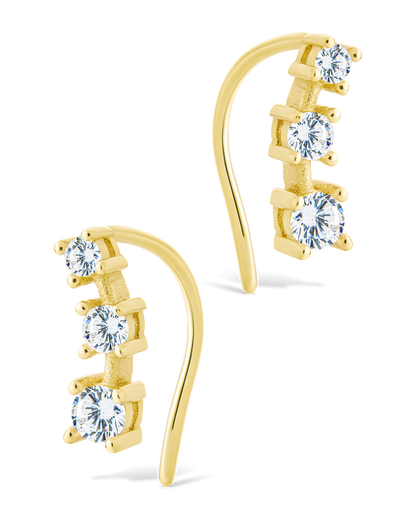 Sterling Silver Round Cut Mini Ear Crawlers