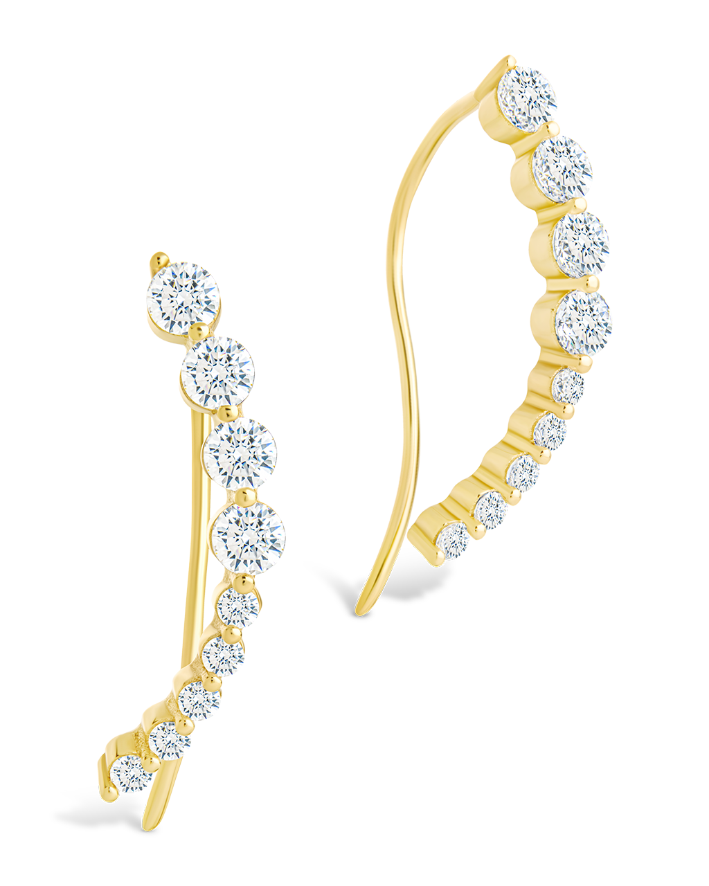 Sterling Silver Brilliant Round CZ Crawlers Gold