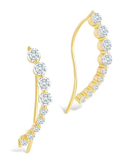 Sterling Silver Brilliant Round CZ Crawlers Gold