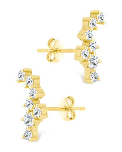 Sterling Silver Round Cut Cluster CZ Crawlers