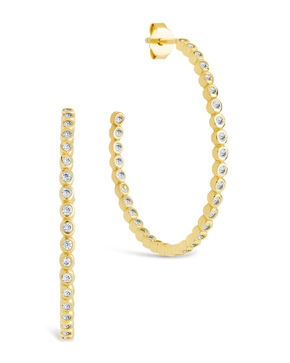 Sterling Silver Bezel Statement Bubble Hoops Gold