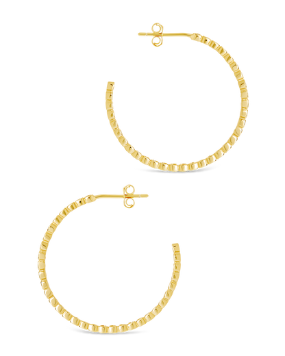 Sterling Silver Bezel Statement Bubble Hoops