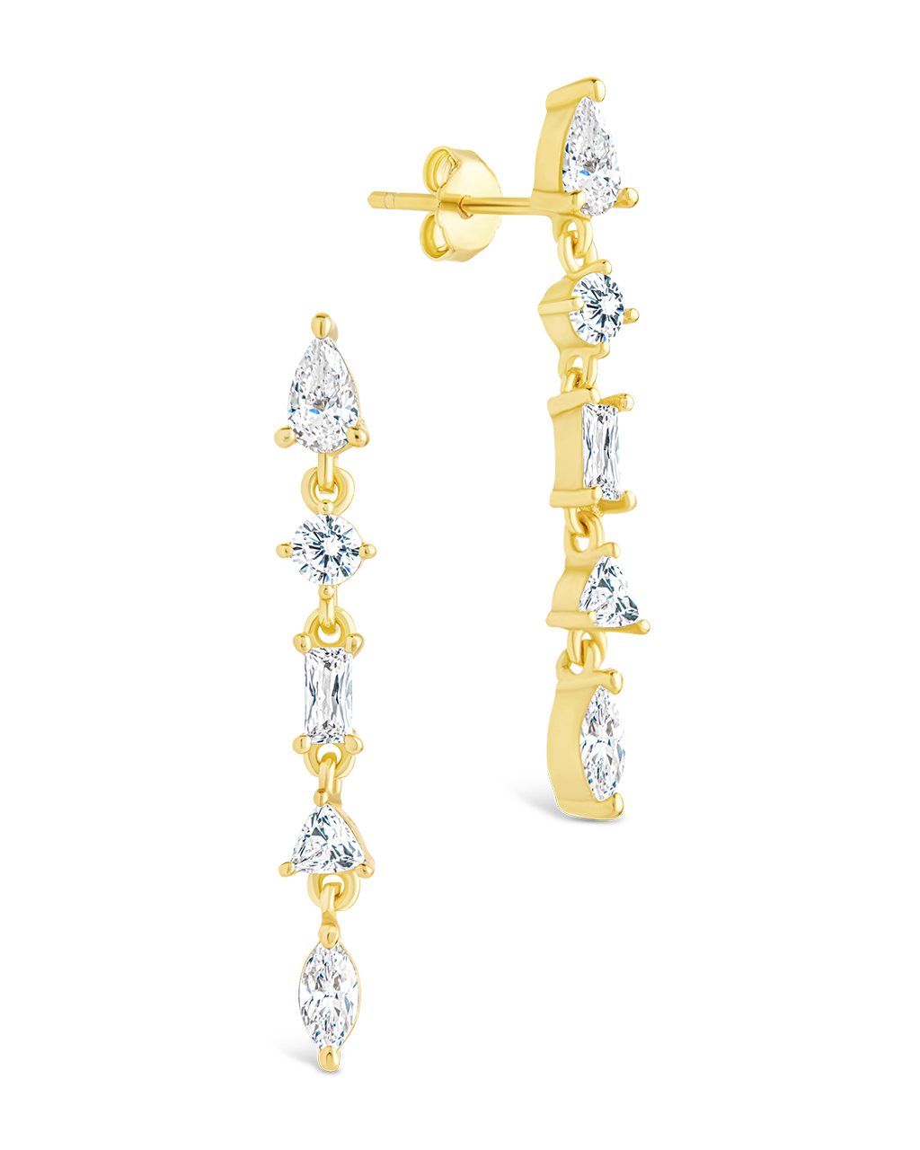 Sterling Silver Jacinda CZ Dangle Earrings Gold