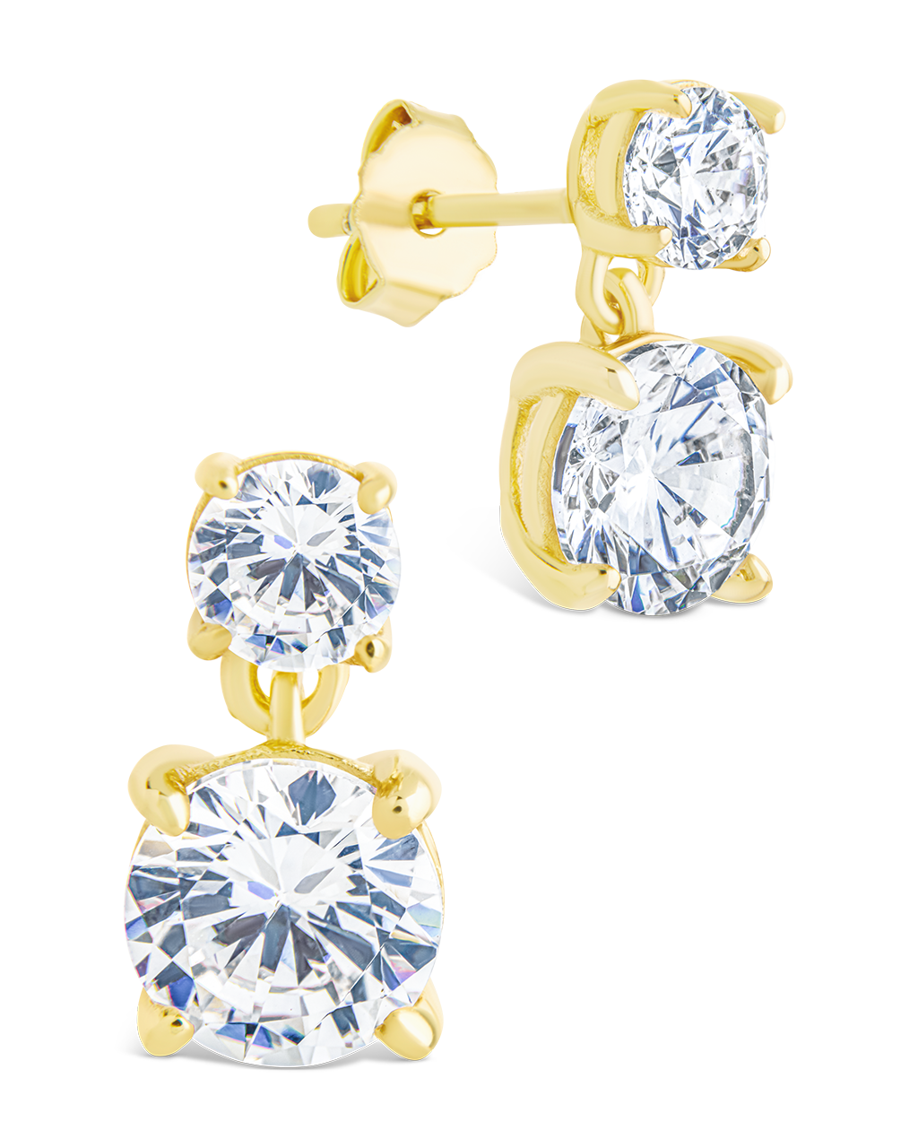Sterling Silver Galatea Brilliant Cut CZ Studs Gold