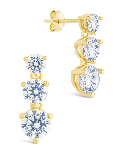 Sterling Silver Opaline Brilliant Cut CZ Studs Gold
