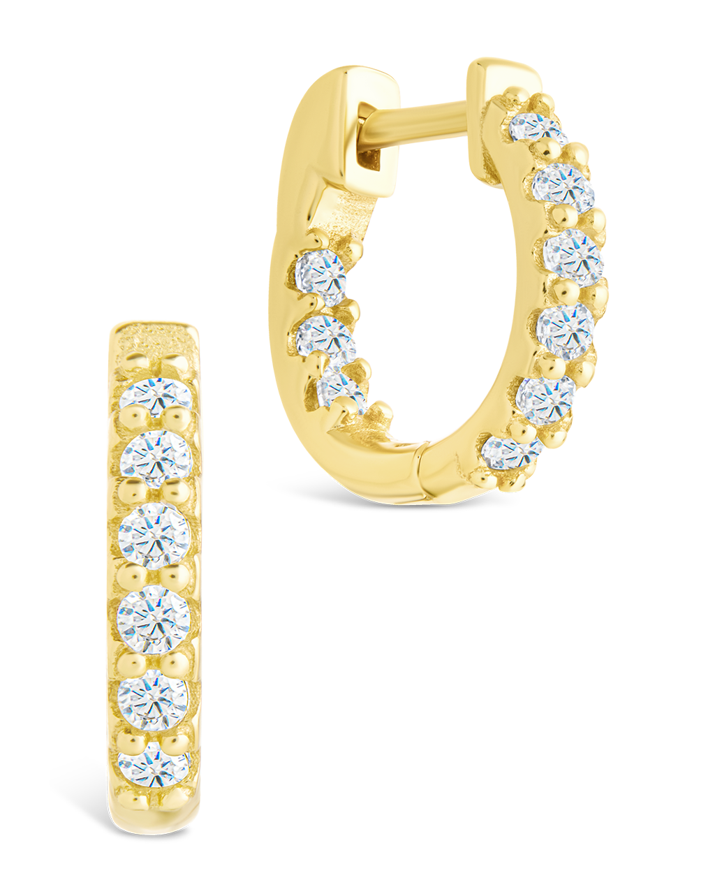 Sterling Silver Constance CZ Studded Statement Hoops Gold .5"