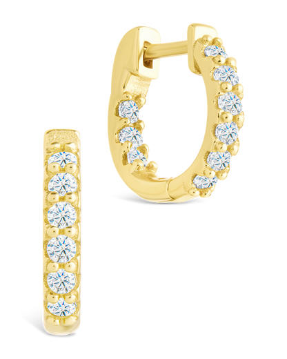 Sterling Silver Constance CZ Studded Statement Hoops Gold .5"