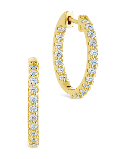 Sterling Silver Constance CZ Studded Statement Hoops Gold .75"