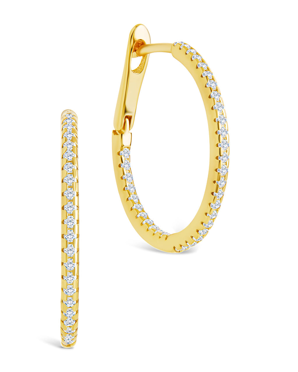 Sterling Silver Lilia CZ Infinity Hoops Gold .75"