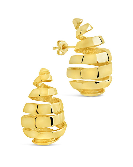 Margot Ribbed Stud Earrings Gold
