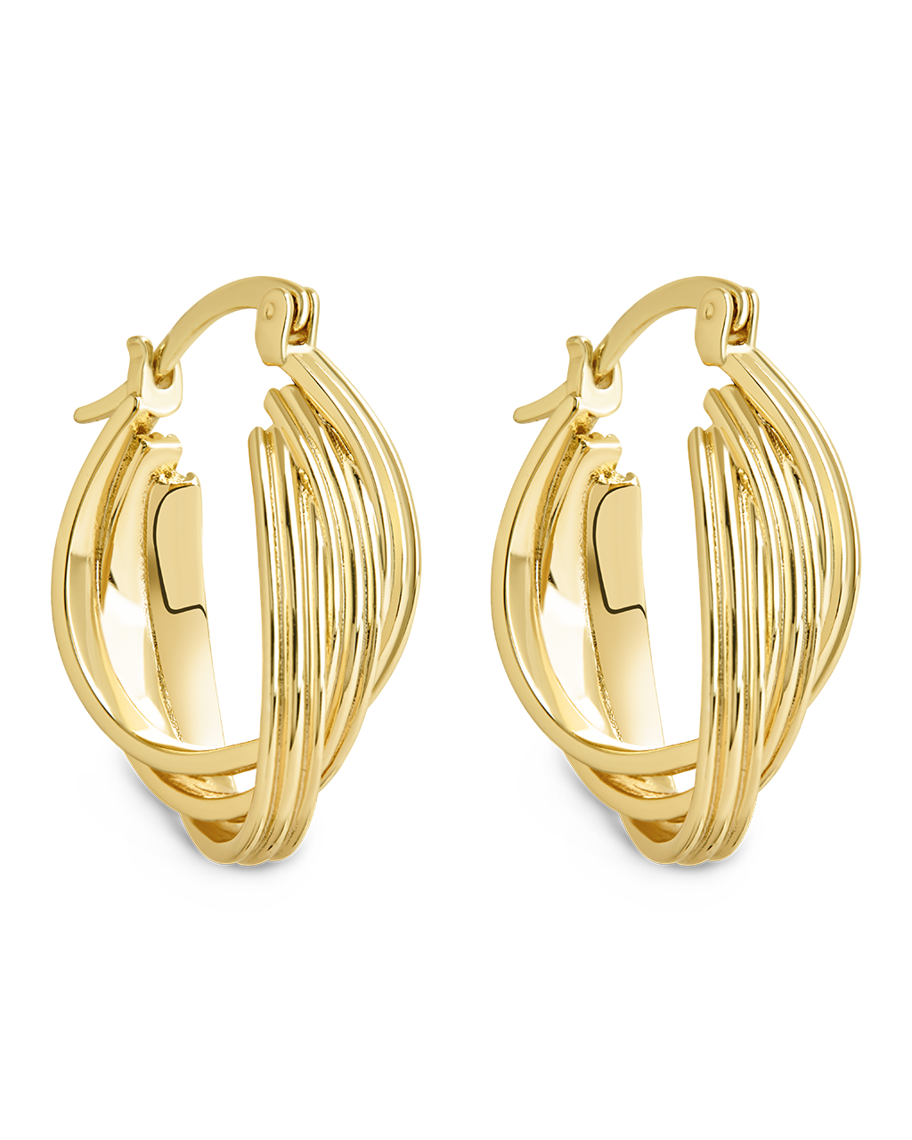Emery Triple Row Layered Earrings Gold