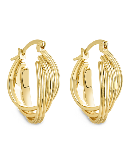 Emery Triple Row Layered Earrings Gold