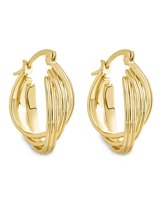 Emery Triple Row Layered Earrings Gold